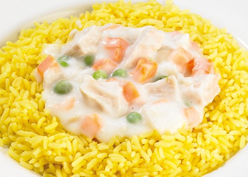 Chicken supreme and turmeric rice