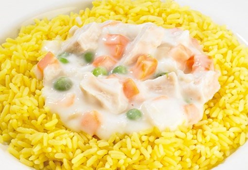 Chicken supreme and turmeric rice