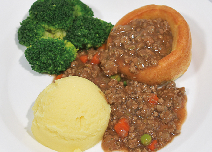 Minced beef and Yorkshire pudding
