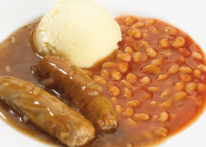 Sausages, beans and mash